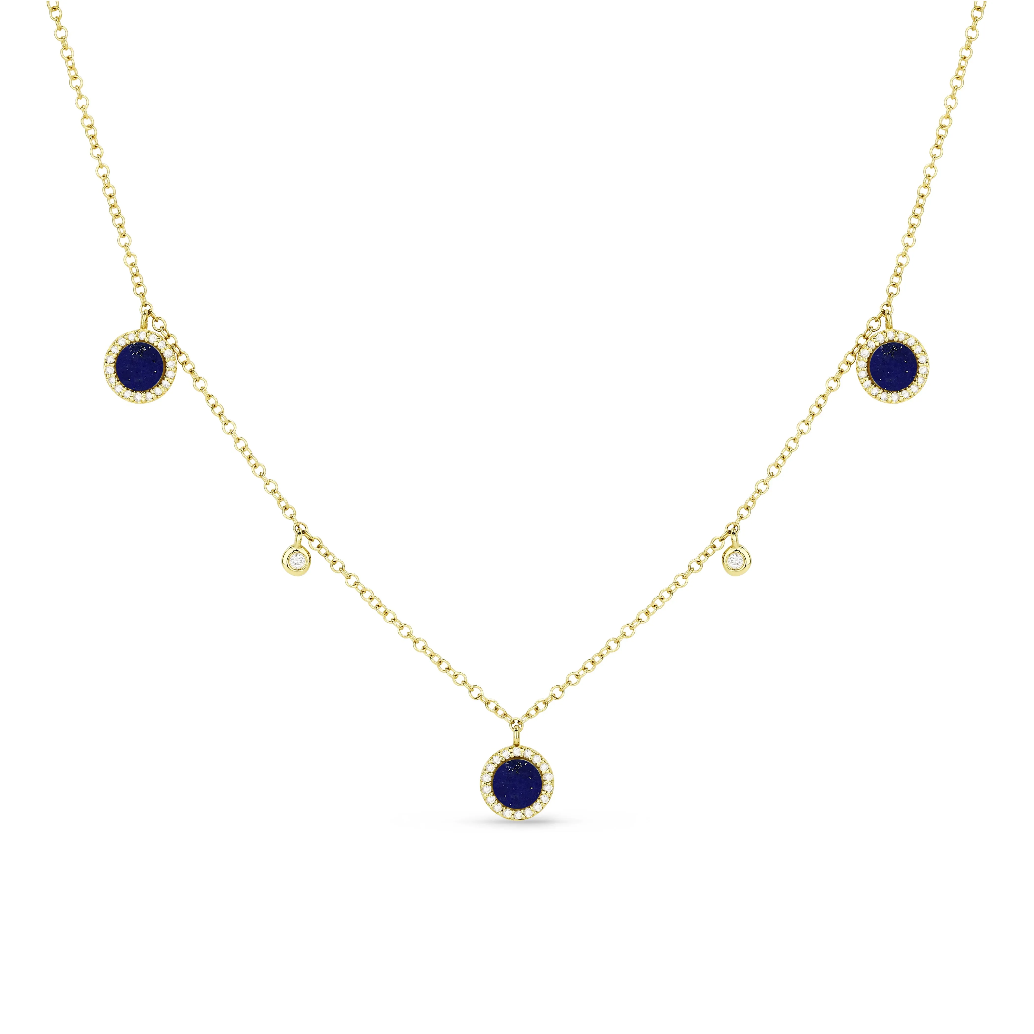 0.25Ct Lapis Lazuli 18"necklacein 14K Yellow Gold