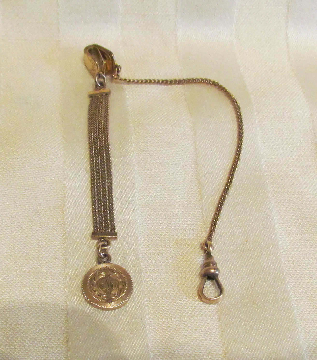 12kt GF Watch Chain And Fob Circa 1900 Gold Hayward Watch Chain