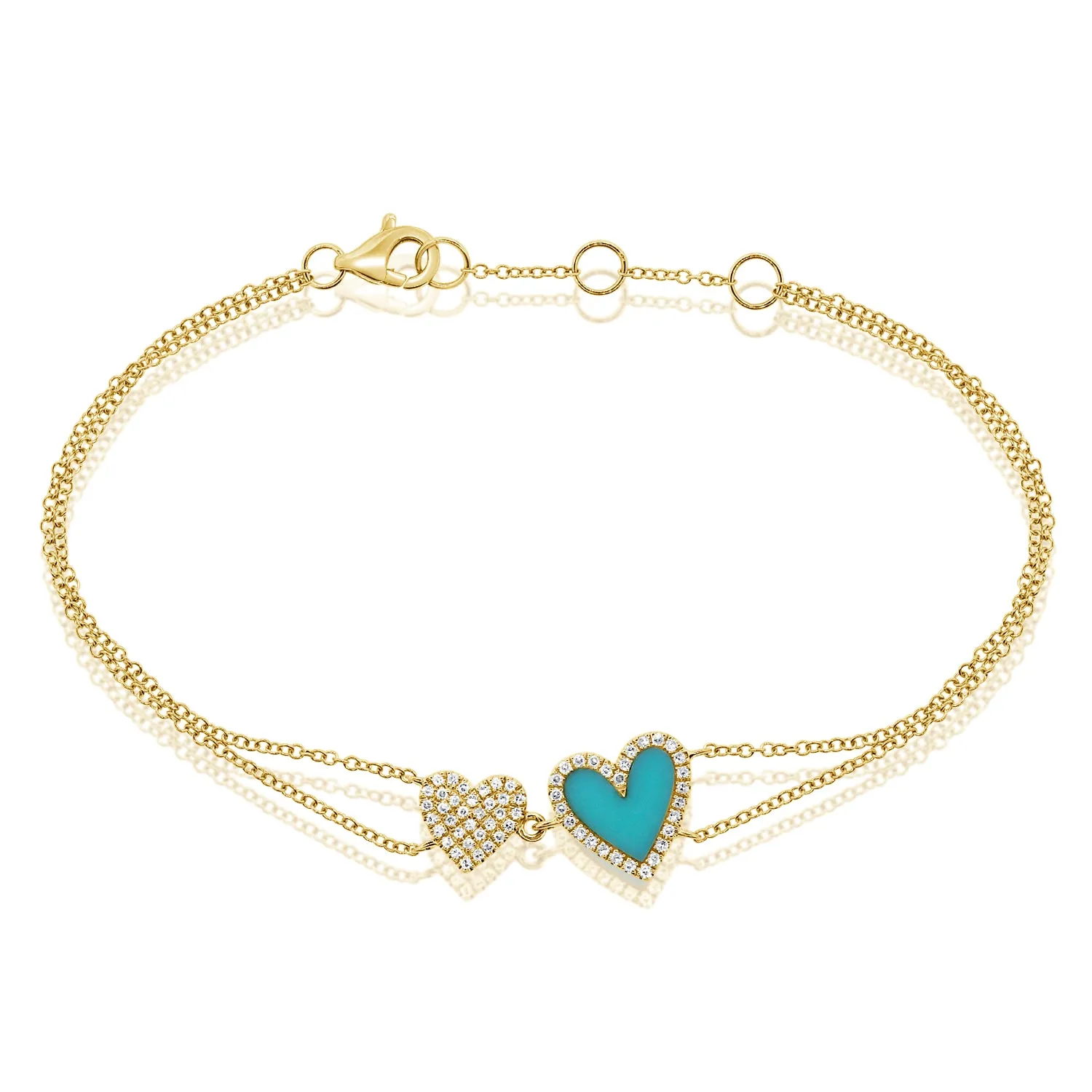 14K GOLD DIAMOND DOUBLE HAILEY HEART BRACELET