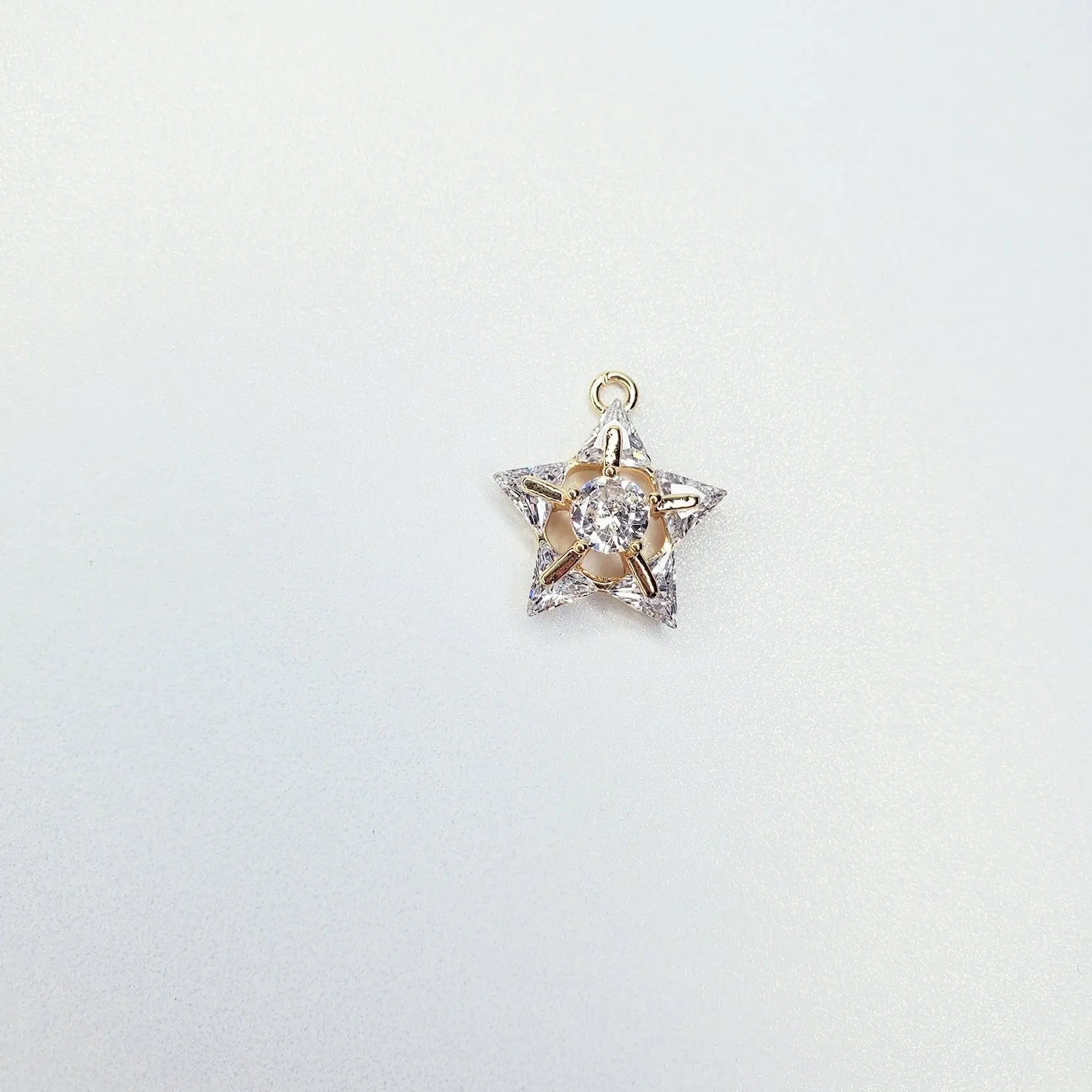 14k Gold Filled Solitaire Cubic Zirconia Star Charm