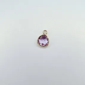 14K Gold Plated Teardrop Amethyst Cubic Zirconia Charm