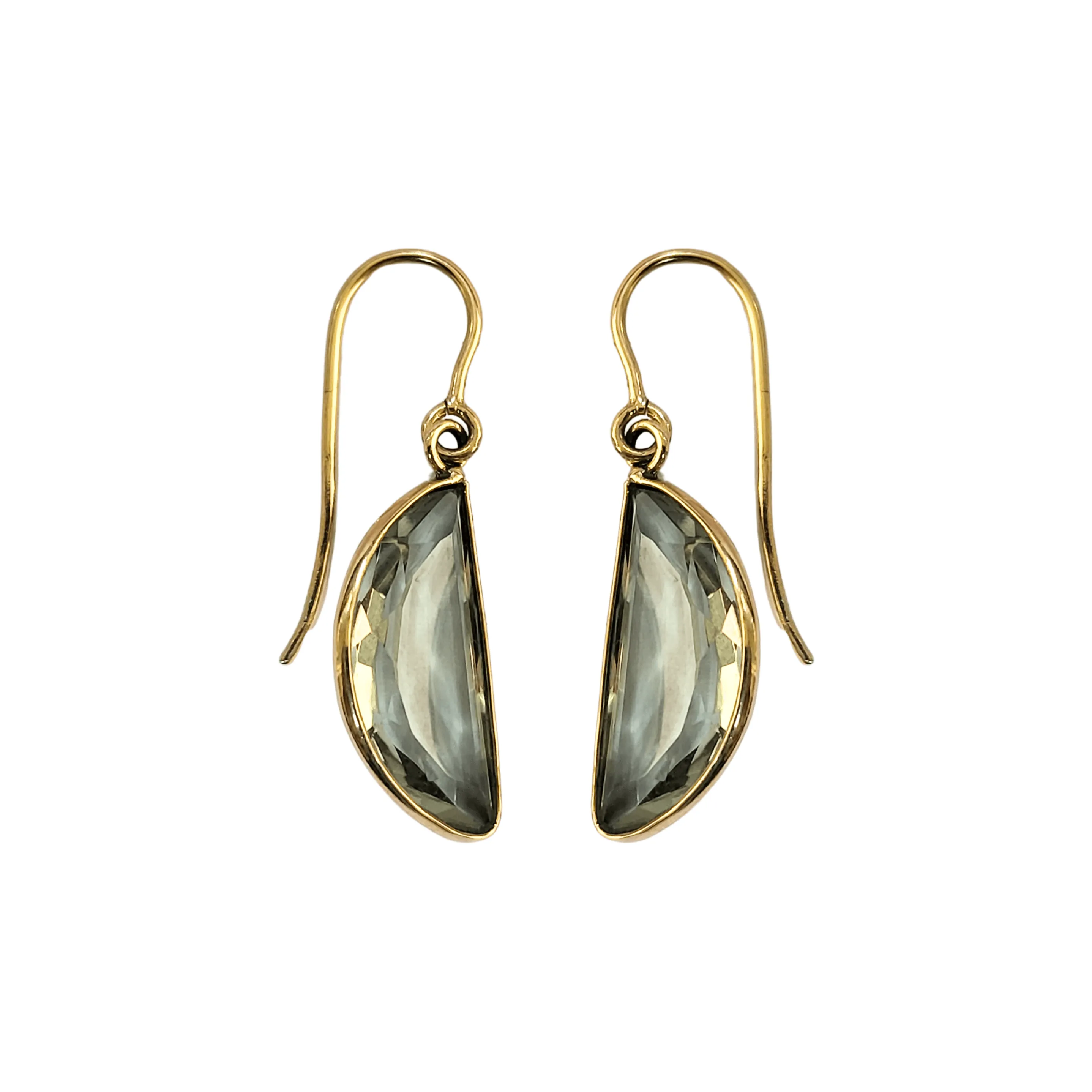 14k Green Amethyst Gold Earrings