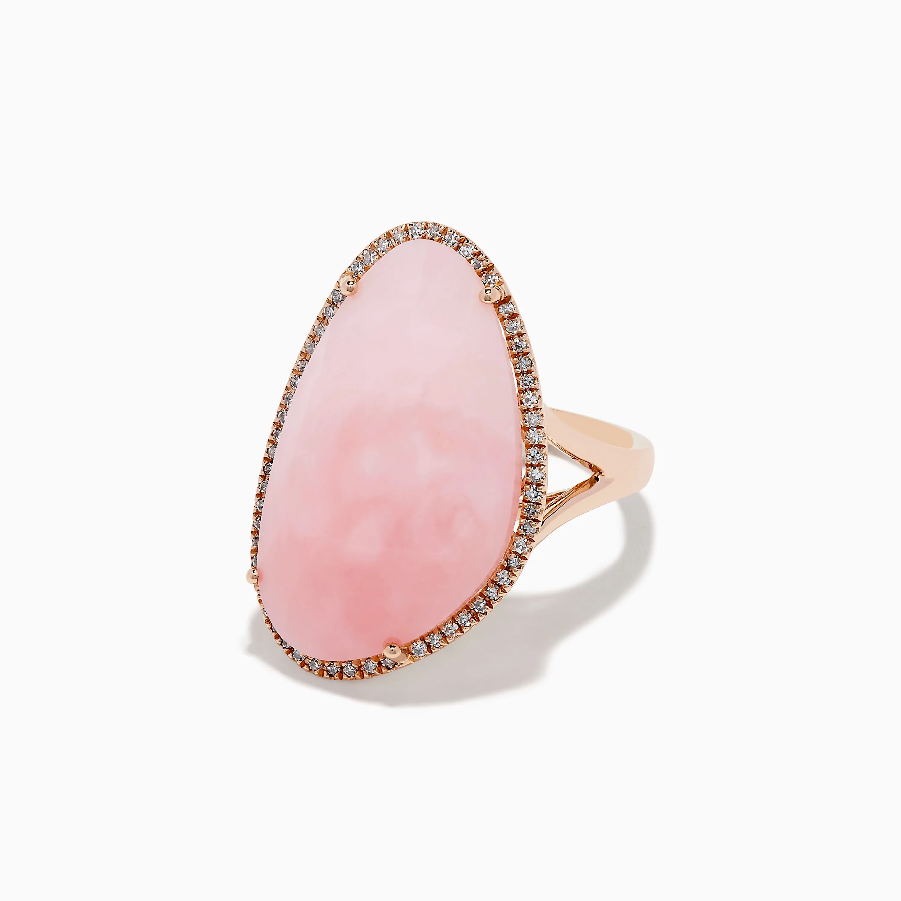 14K Rose Gold Pink Opal and Diamond Ring