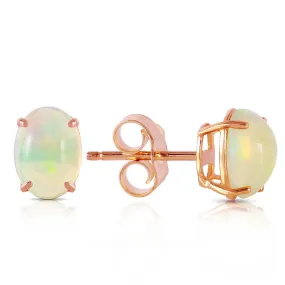 14K Solid Rose Gold Stud Earrings Natural Opals Gemstone