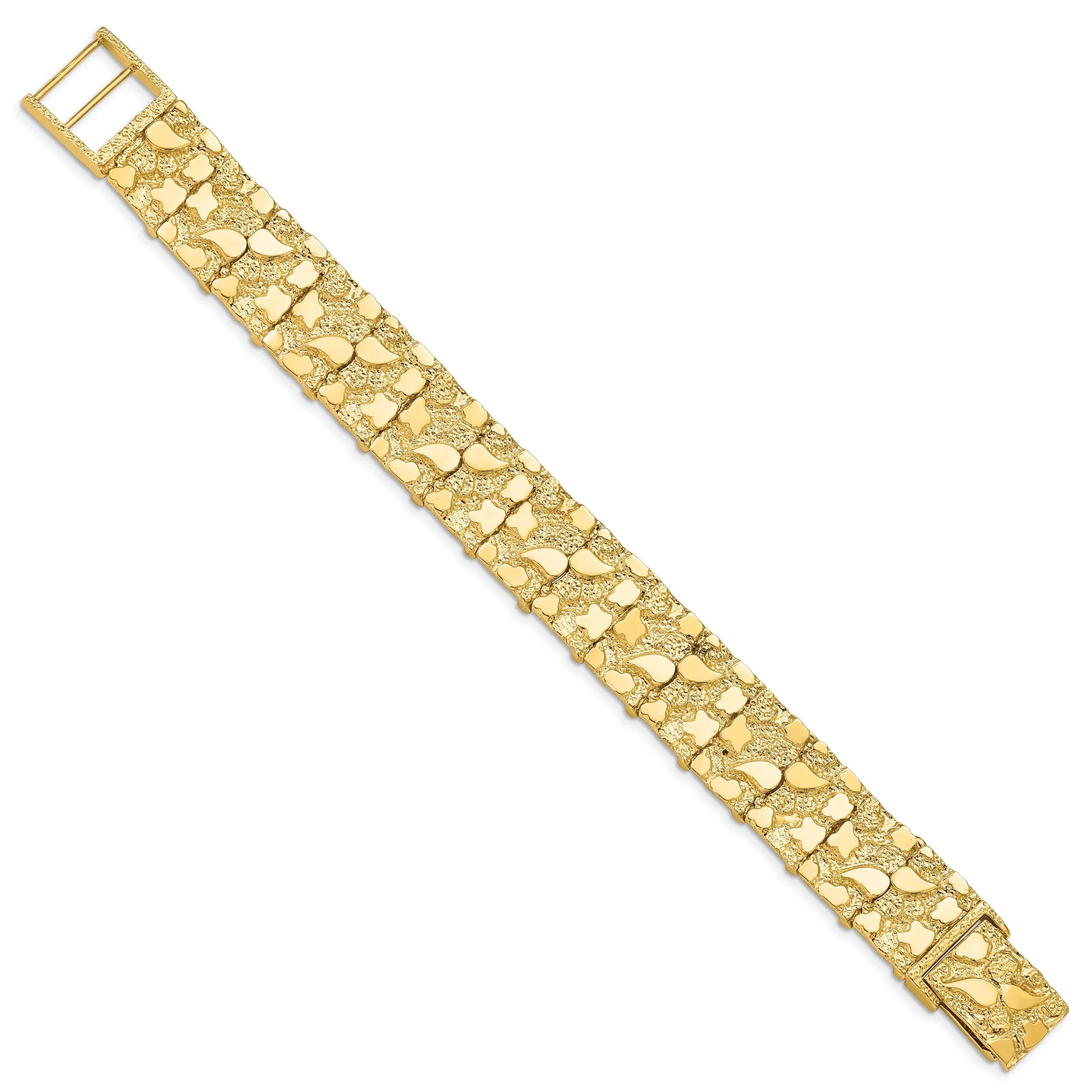 14k Yellow Gold 15MM Nugget Bracelet