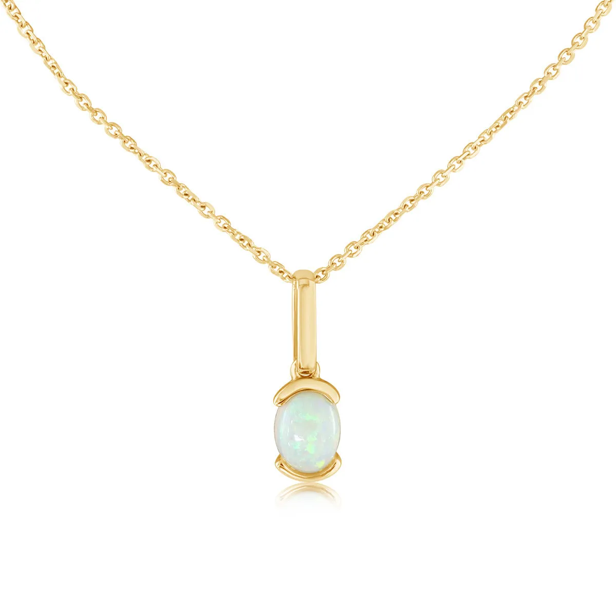 14K Yellow Gold Australian Cabochon Opal Pendant