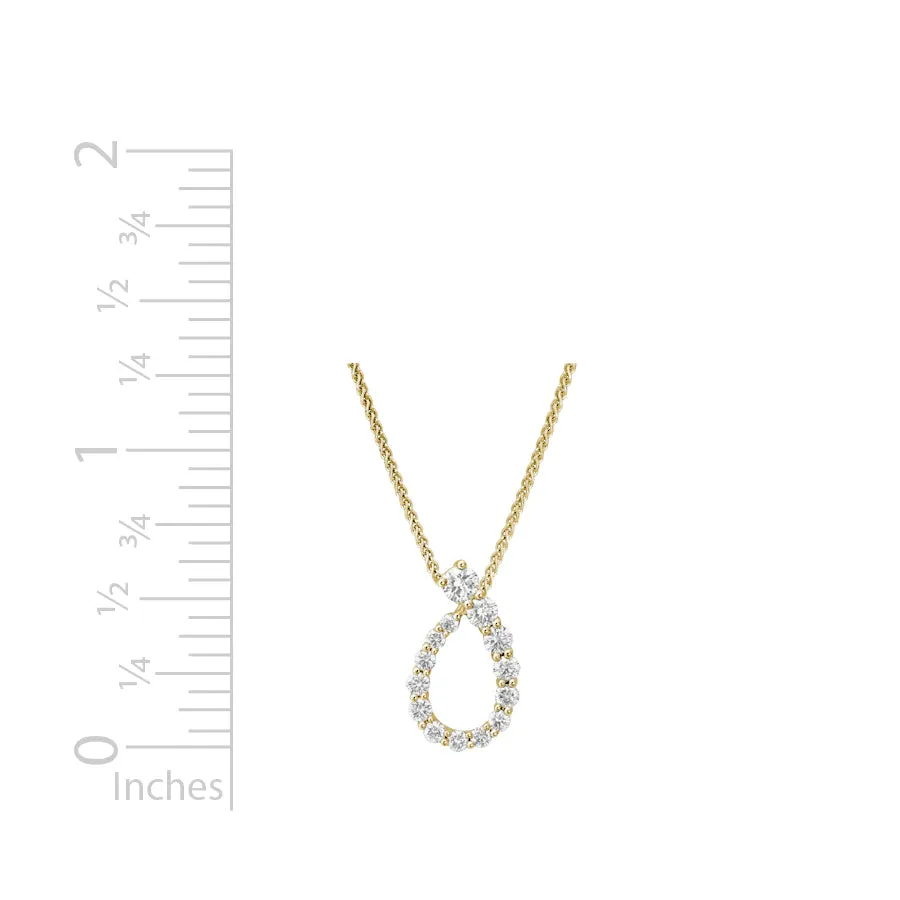 14K Yellow Gold Open Teardrop Diamond 16-18" Necklace