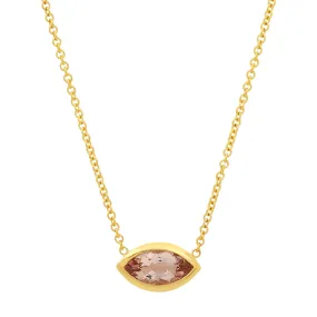 14K YG Morganite Gypsy Necklace