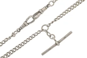 15.5" Sterling Silver Graduating Curb Link Albert Chain, 28.7g