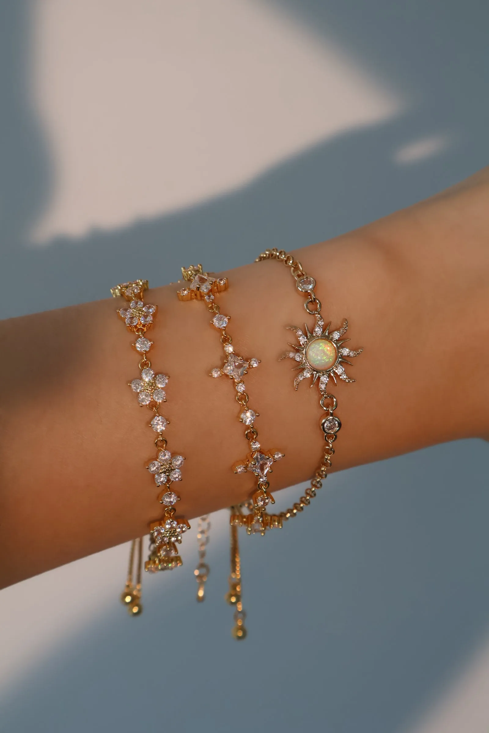 18K Real Gold Plated White Opal Sun Bracelet