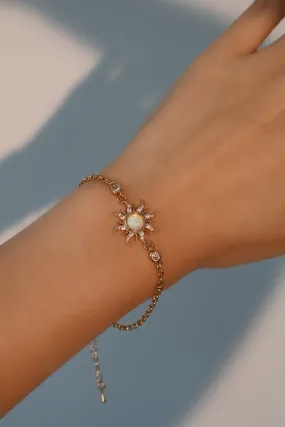 18K Real Gold Plated White Opal Sun Bracelet