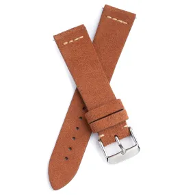 20mm 22mm Quick Release Suede Leather Watch Strap - Brown