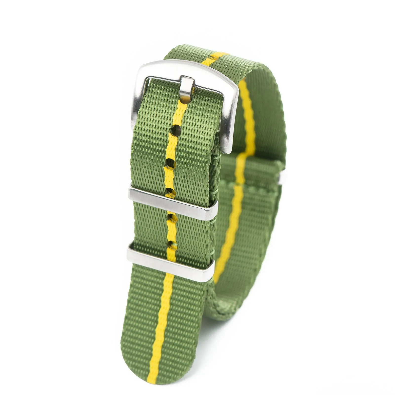 20mm 22mm Seat Belt Nylon Watch Strap - Green / Yellow