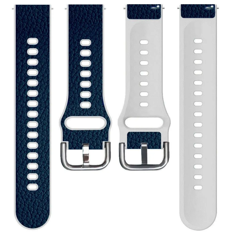 20mm Universal litchi texture leather  watch strap - Blue