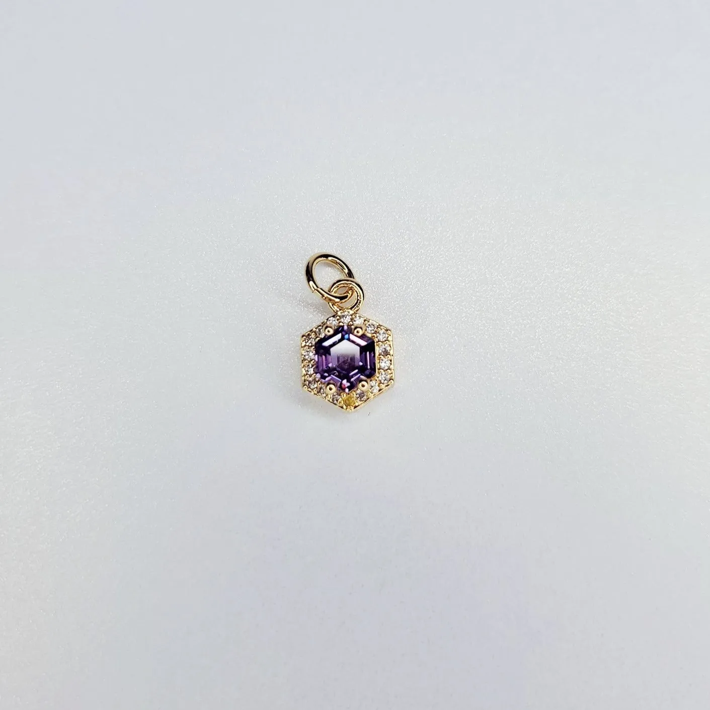 24K Gold Filled Mini Octagon Micro Pave Cubic Zirconia Charm