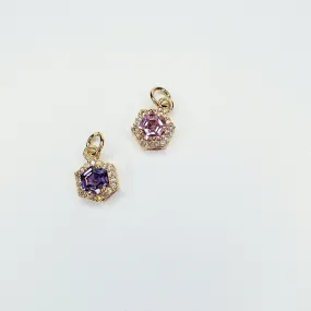 24K Gold Filled Mini Octagon Micro Pave Cubic Zirconia Charm