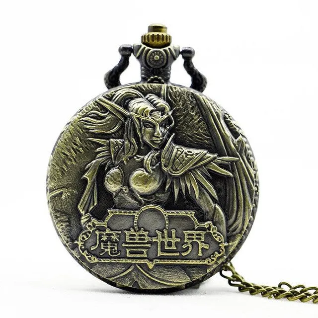 2ND AMENDMENT BRONZE QUARTZ POCKET WATCH WITH NECKLACE CHAIN