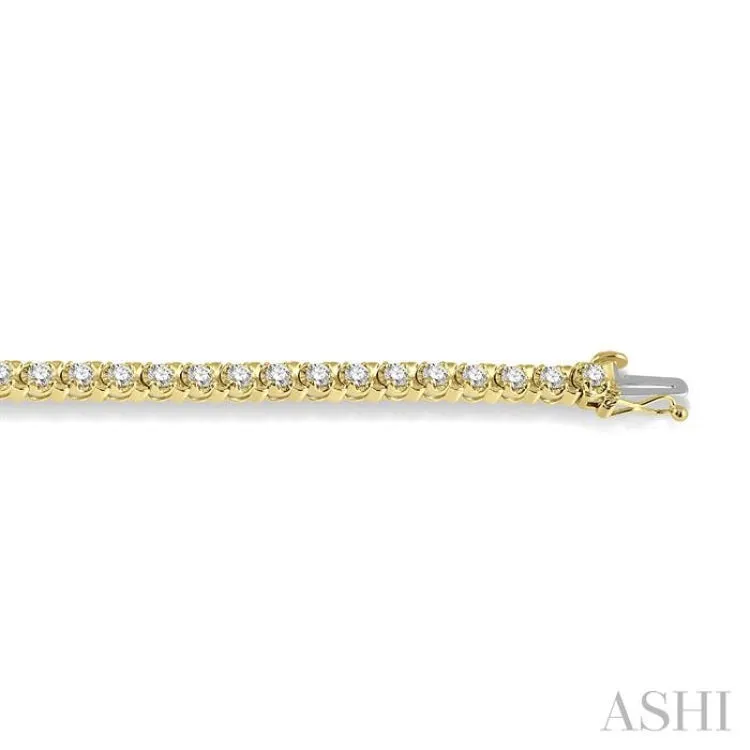 3 ctw Round Cut Diamond Tulip Bracelet in 14K Yellow Gold