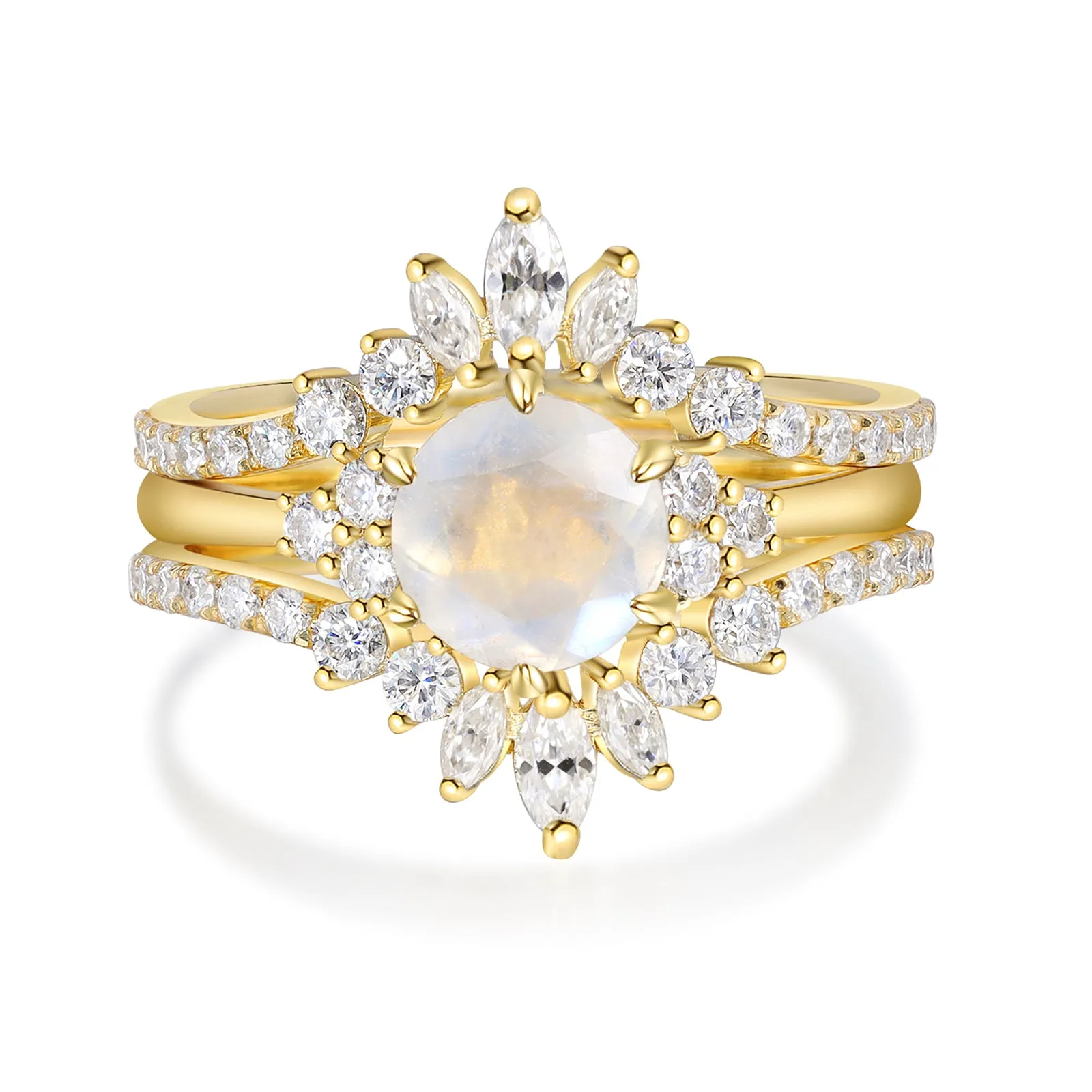 4FunGift® 18K Gold Natural Moonstone Ring