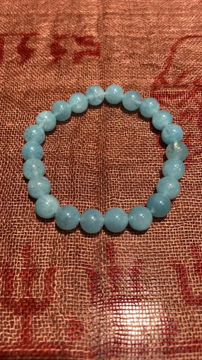 8MM Crystal Dyed Aquamarine Bead Bracelet