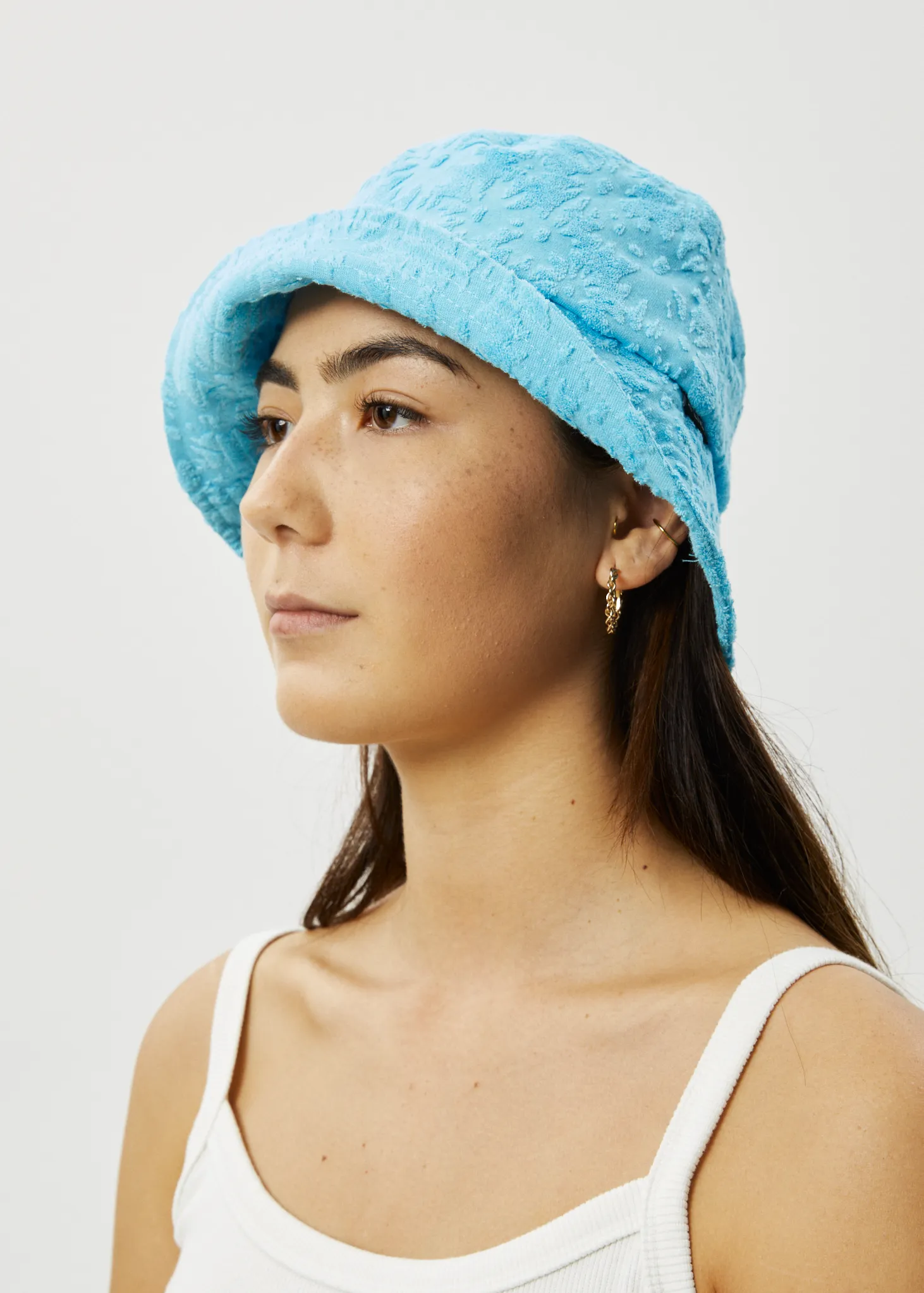 AFENDS Unisex Moon - Terry Bucket Hat - Blue Daisy