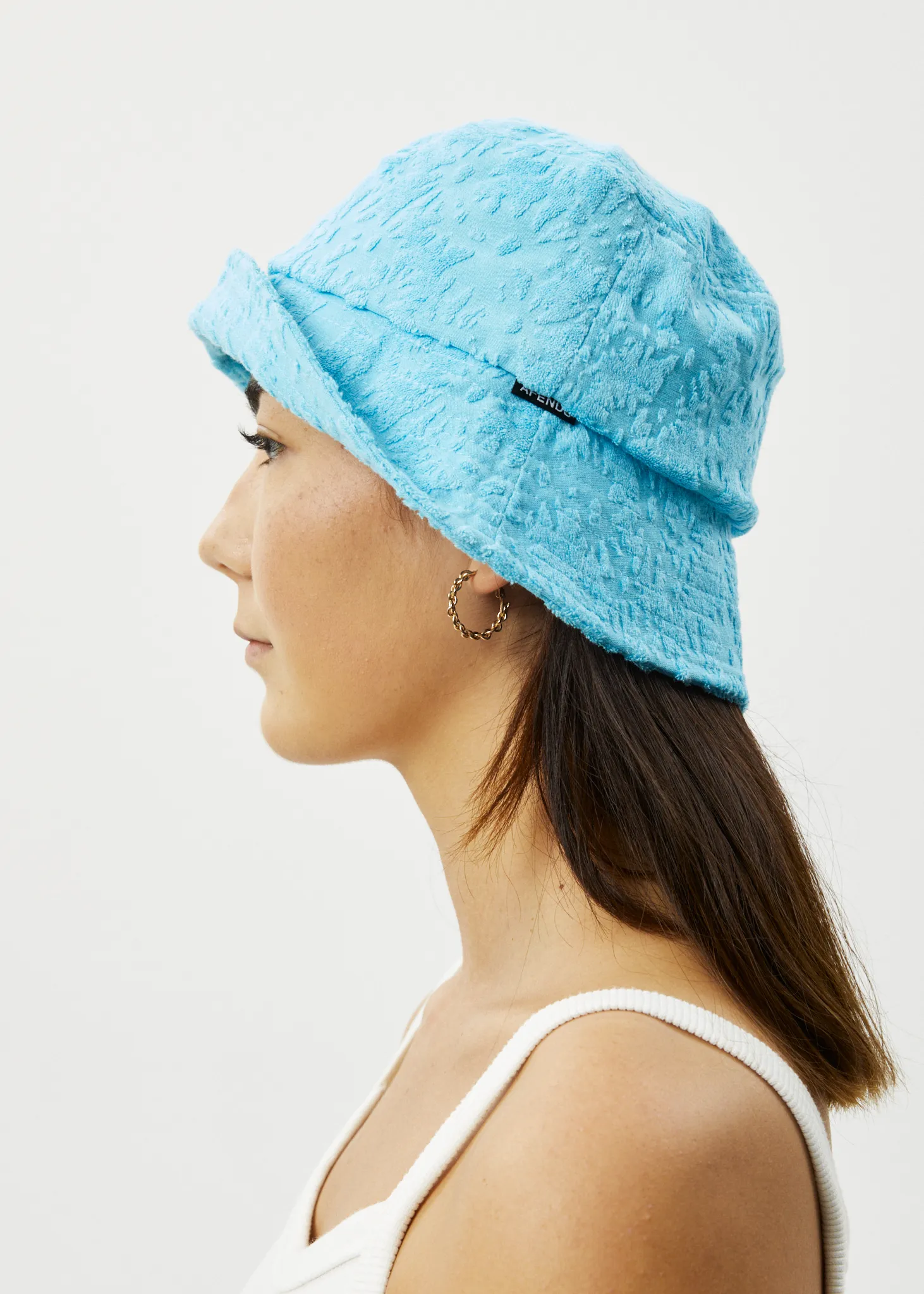 AFENDS Unisex Moon - Terry Bucket Hat - Blue Daisy