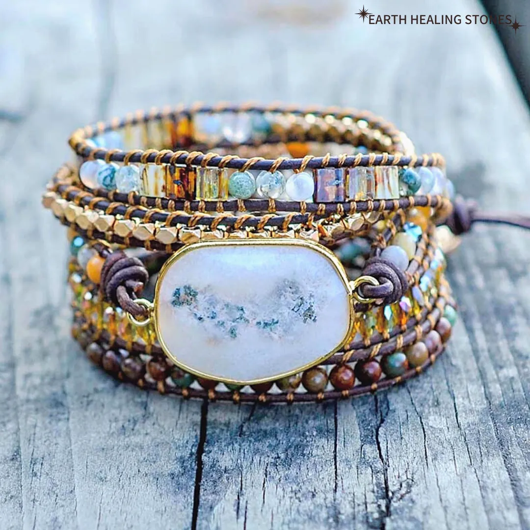 Agate Moonlight Warrior Wrap Bracelet