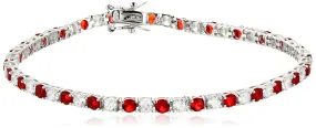 Amazon Essentials Sterling Silver Alternating Ruby and White Prong Set AAA Cubic Zirconia Tennis Bracelet, 7.5" (5.9 cttw) (previously Amazon Collection)