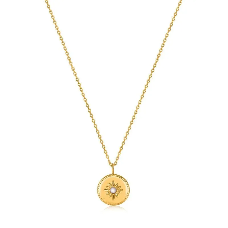 Ania Haie Gold Mother of Pearl Sun Pendant Necklace