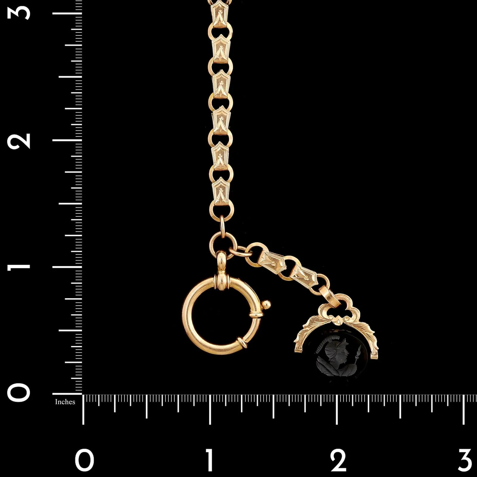 Antique 14K Rose Gold Estate Pocket Watch Chain and Fob