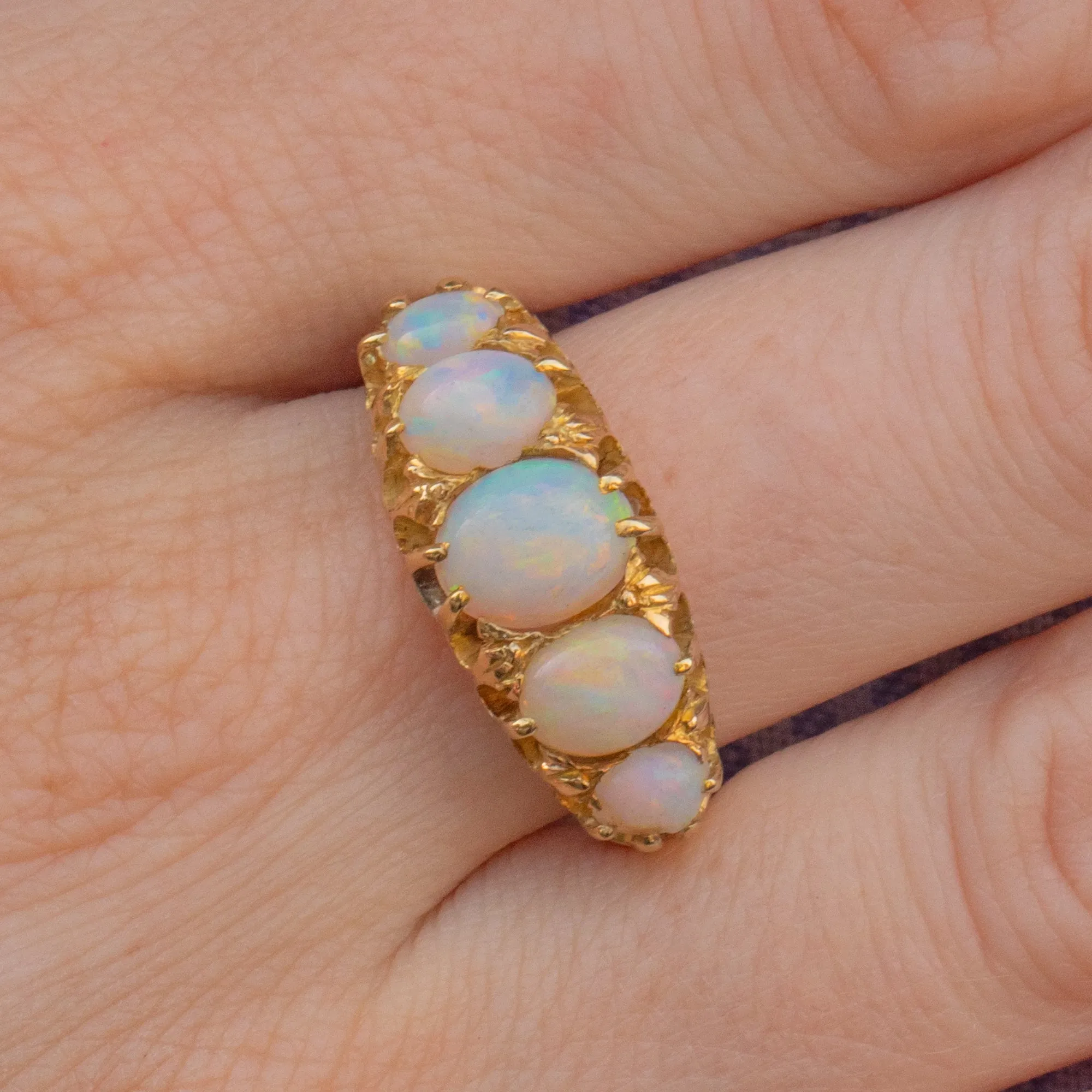 Antique 18ct Gold Opal Five Stone Ring