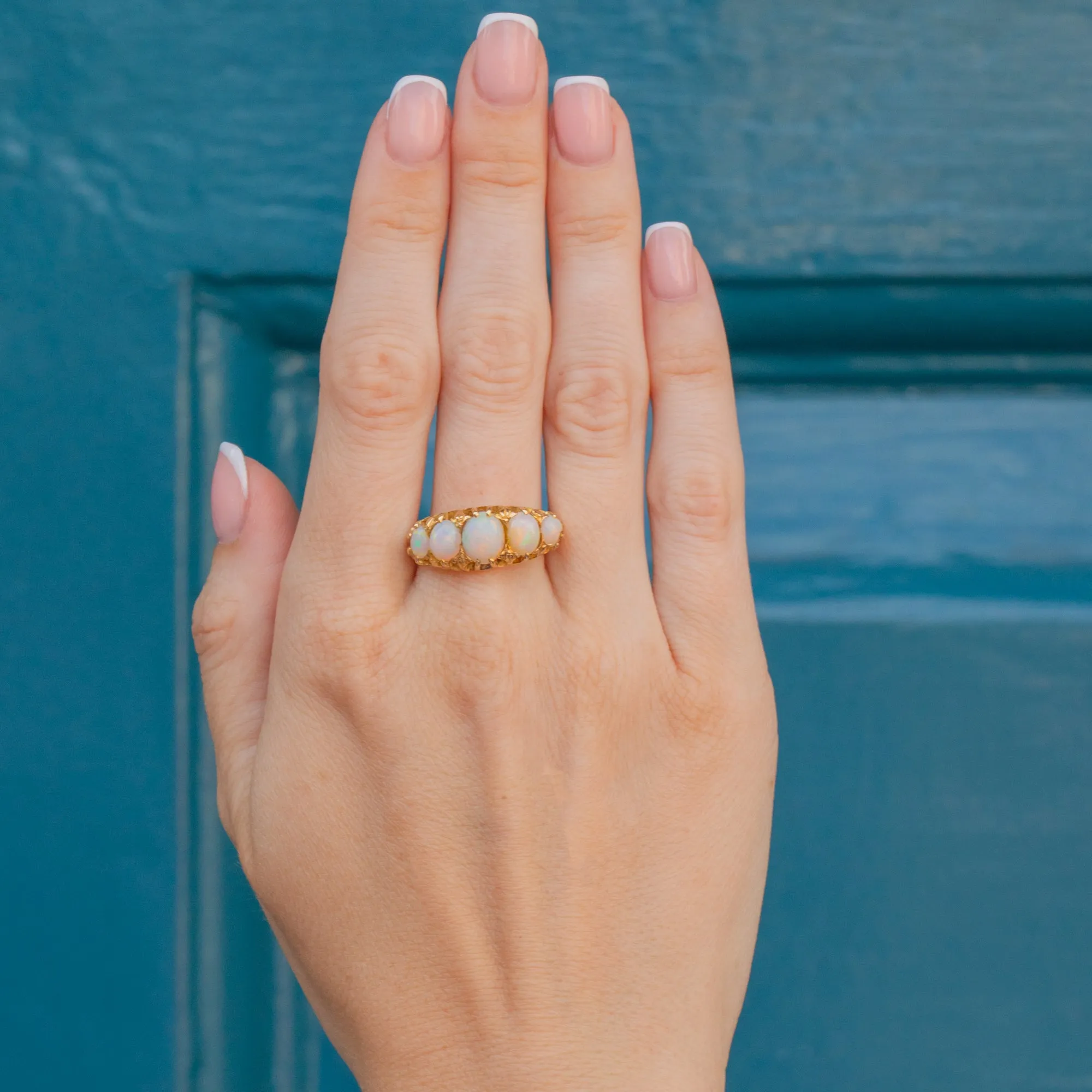 Antique 18ct Gold Opal Five Stone Ring