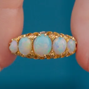 Antique 18ct Gold Opal Five Stone Ring