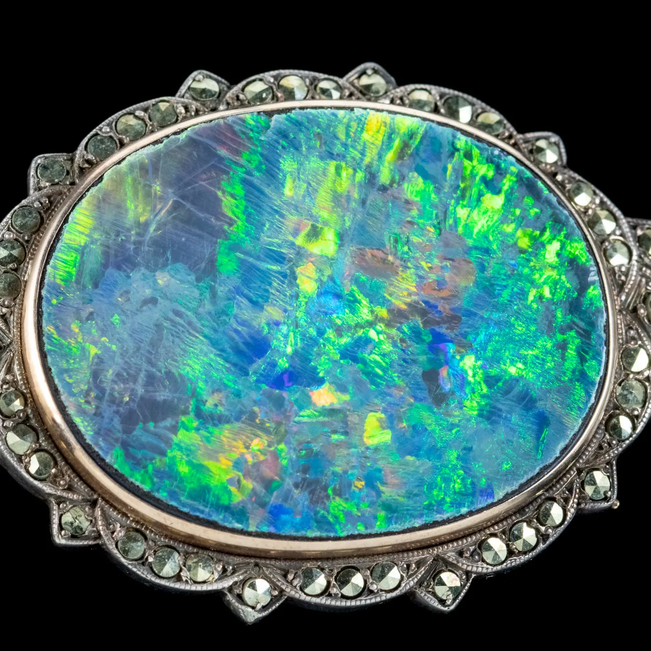 Antique Edwardian Black Opal Cut Steel Brooch Circa 1901