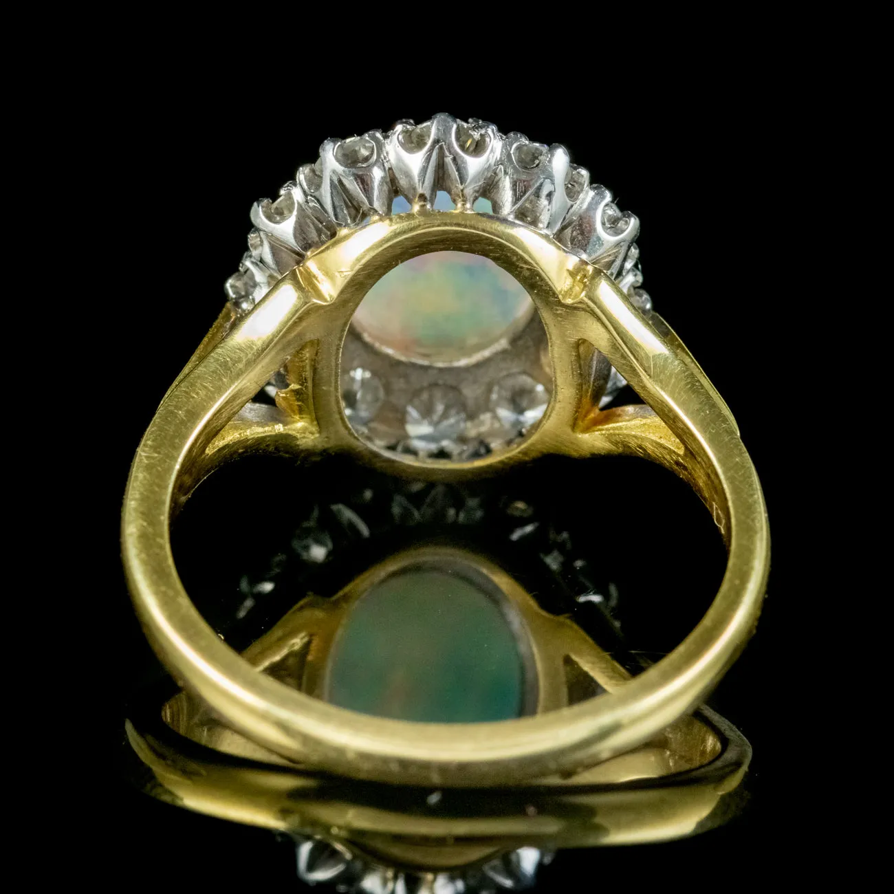 Antique Edwardian Opal Diamond Cluster Ring 2.25ct Opal Circa 1910