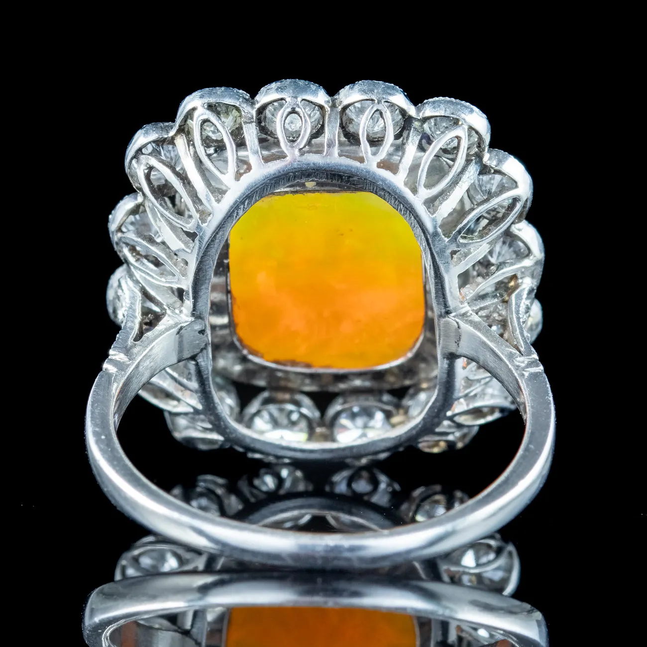 Antique Edwardian Opal Diamond Cluster Ring 8ct Opal