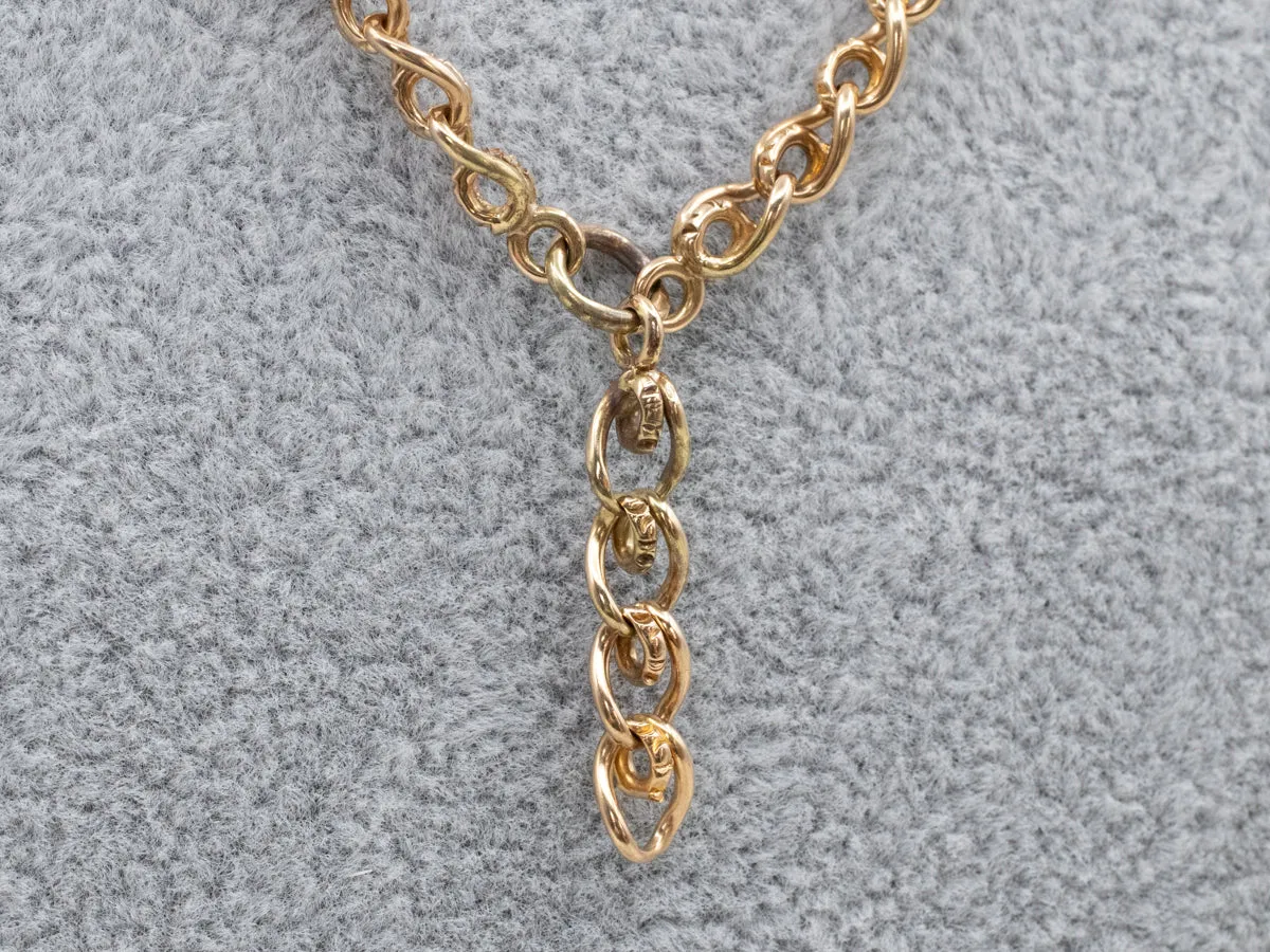 Antique Gold Fancy Etched Watch Chain