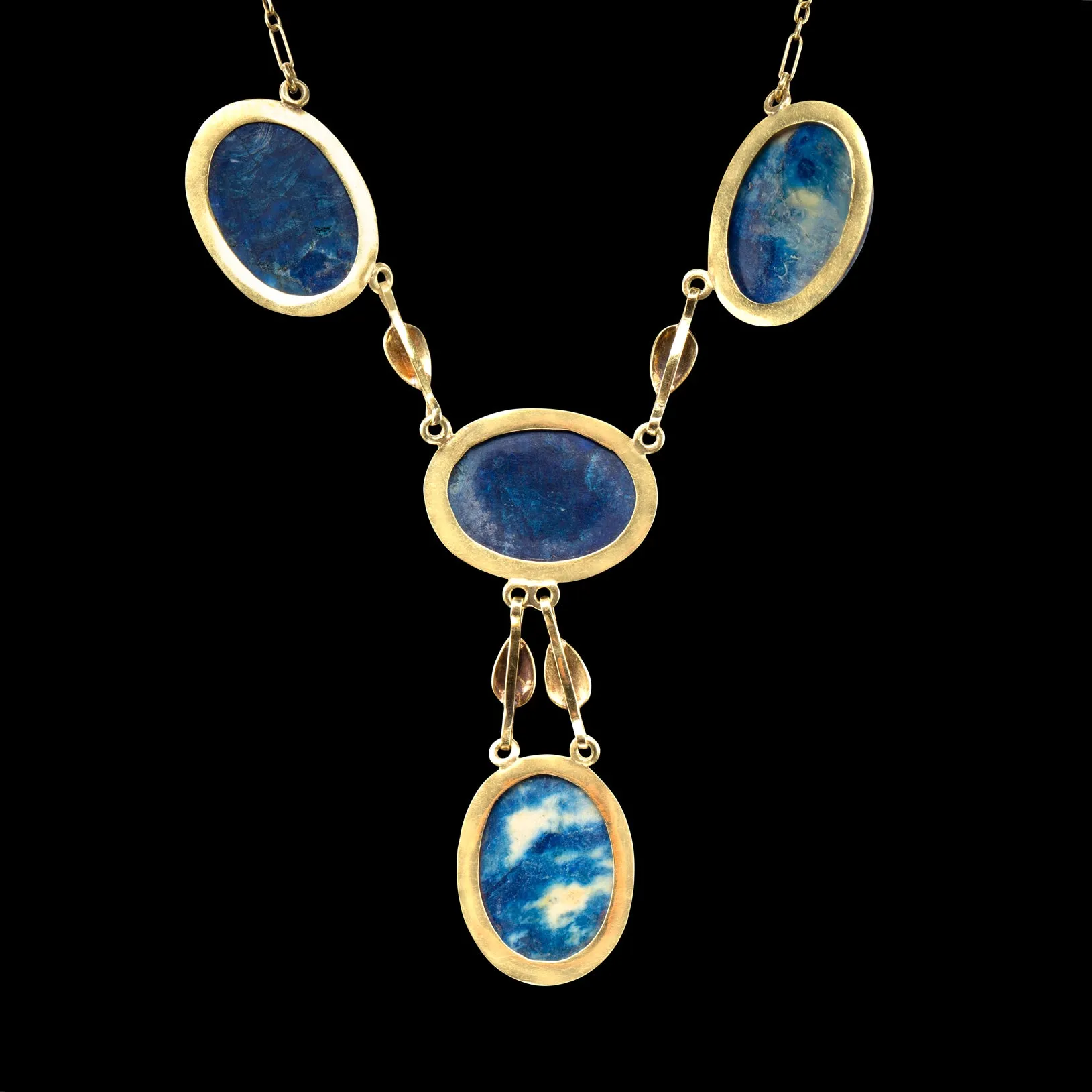 Antique Lapis Lazuli & 14k Gold Necklace