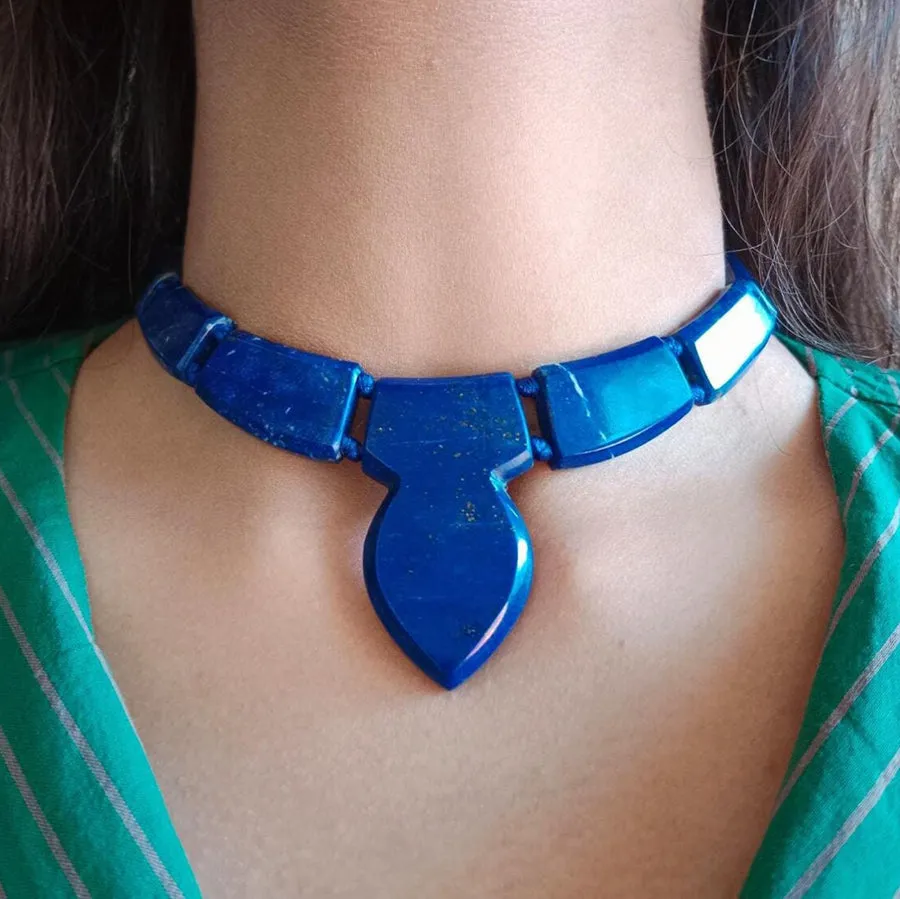 Antique Lapis Lazuli Stone Choker Necklace