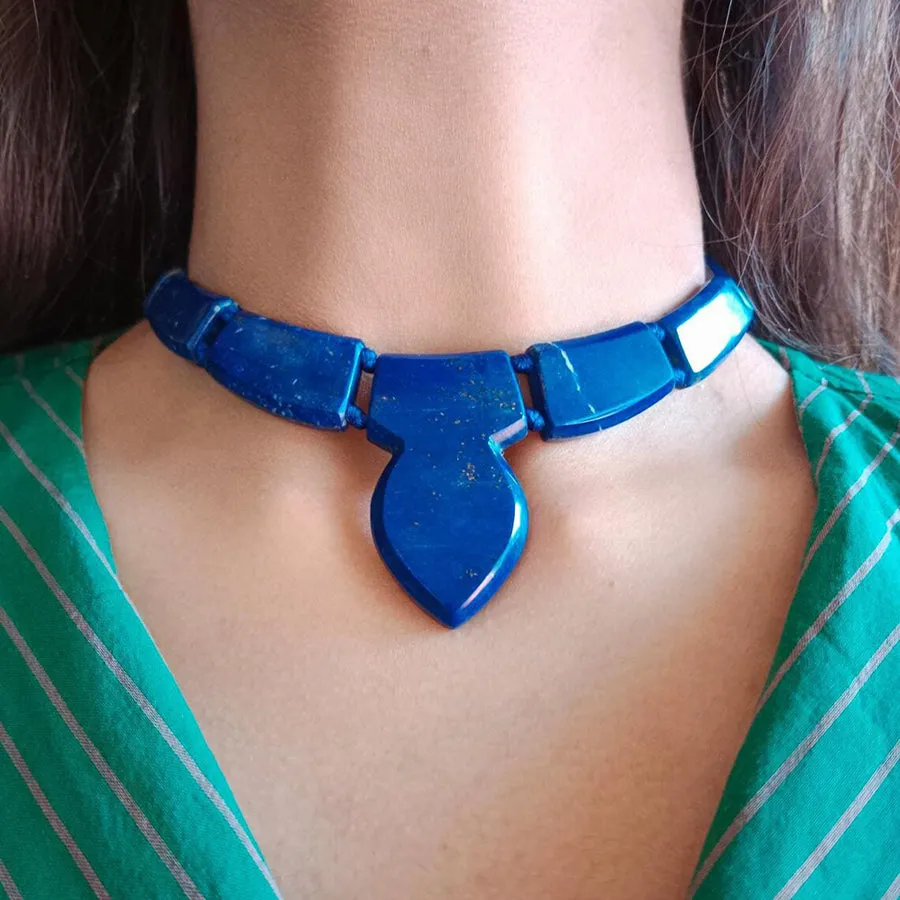 Antique Lapis Lazuli Stone Choker Necklace