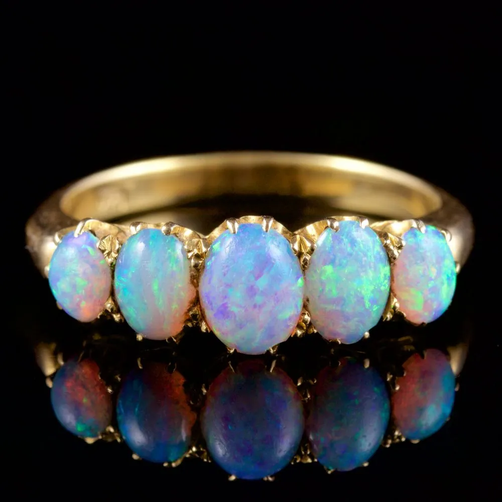 Antique Victorian 18Ct Gold Opal Ring Cira 1880