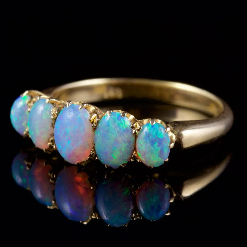 Antique Victorian 18Ct Gold Opal Ring Cira 1880