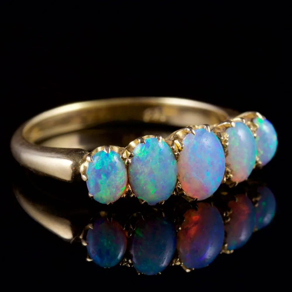 Antique Victorian 18Ct Gold Opal Ring Cira 1880