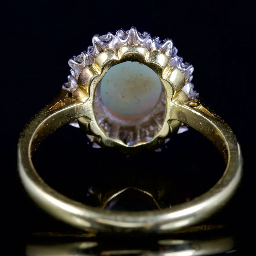 Antique Victorian 2Ct Opal Diamond Ring 18Ct Gold Engagement Ring Circa 1900