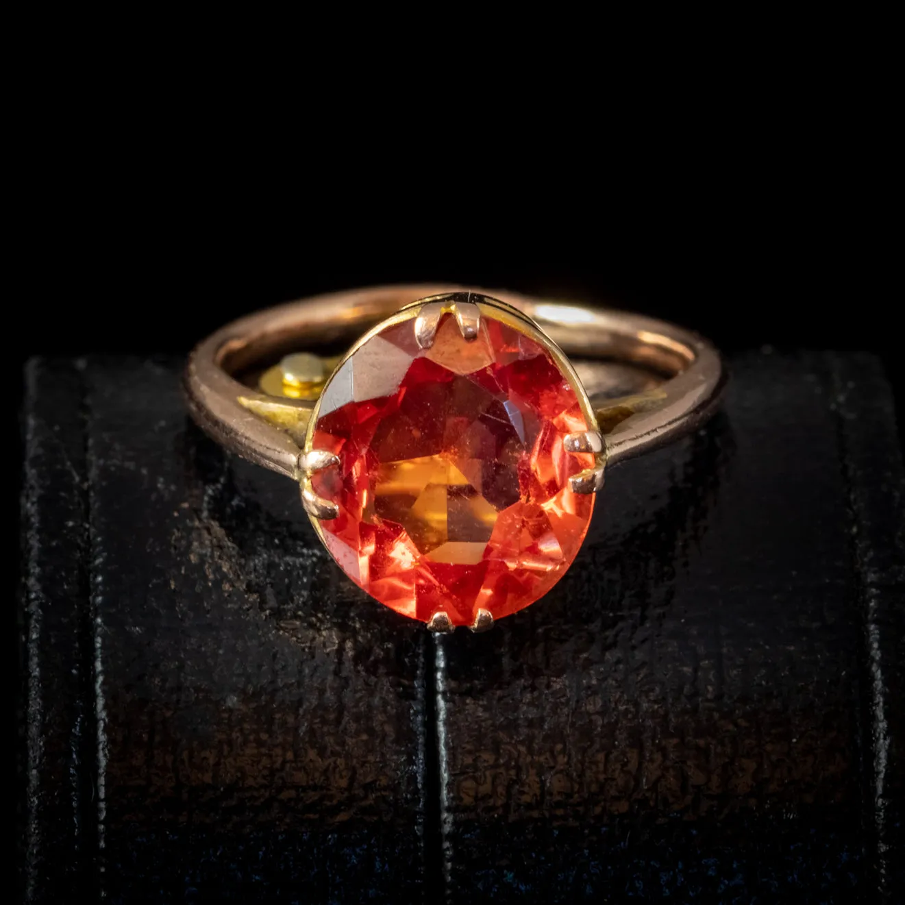 Antique Victorian 4.5ct Mexican Fire Opal Ring 9ct Gold Circa 1900