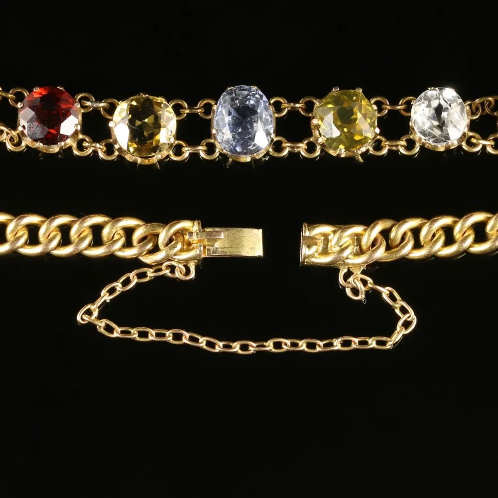 Antique Victorian Gemstone Bracelet 15Ct Gold Circa 1890