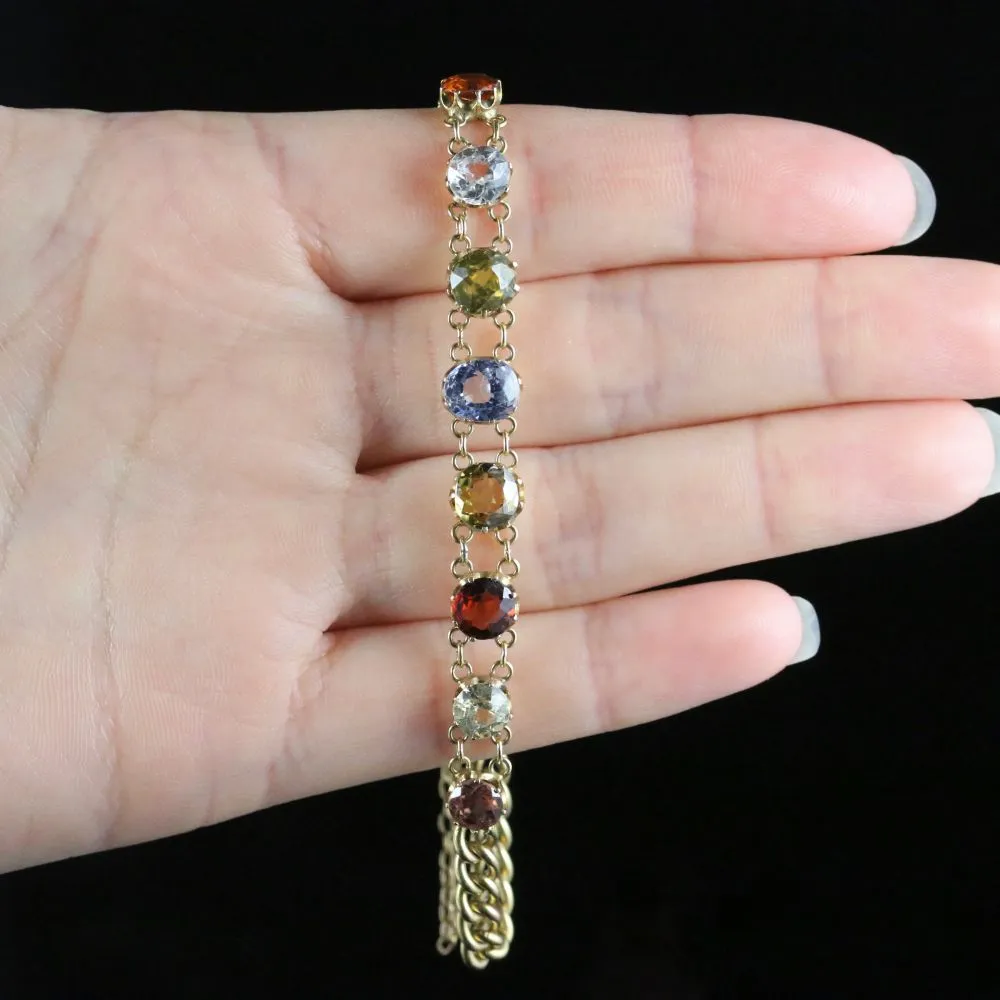 Antique Victorian Gemstone Bracelet 15Ct Gold Circa 1890