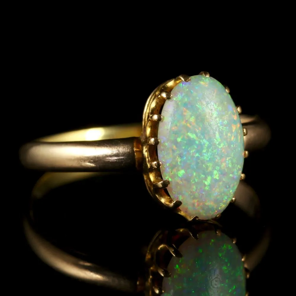 Antique Victorian Natural Opal 18Ct Gold Ring Circa 1900