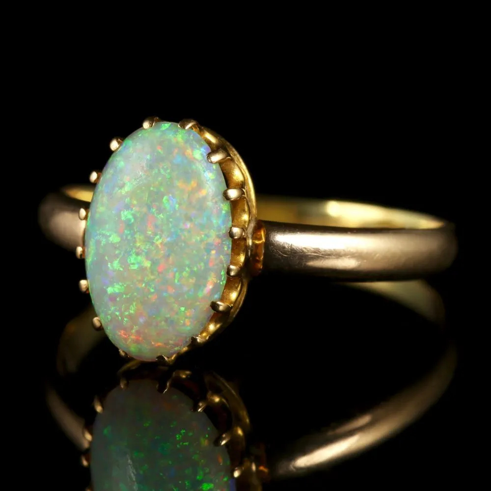 Antique Victorian Natural Opal 18Ct Gold Ring Circa 1900