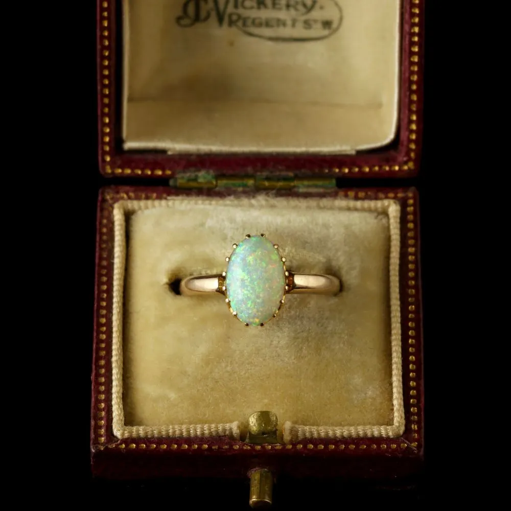 Antique Victorian Natural Opal 18Ct Gold Ring Circa 1900